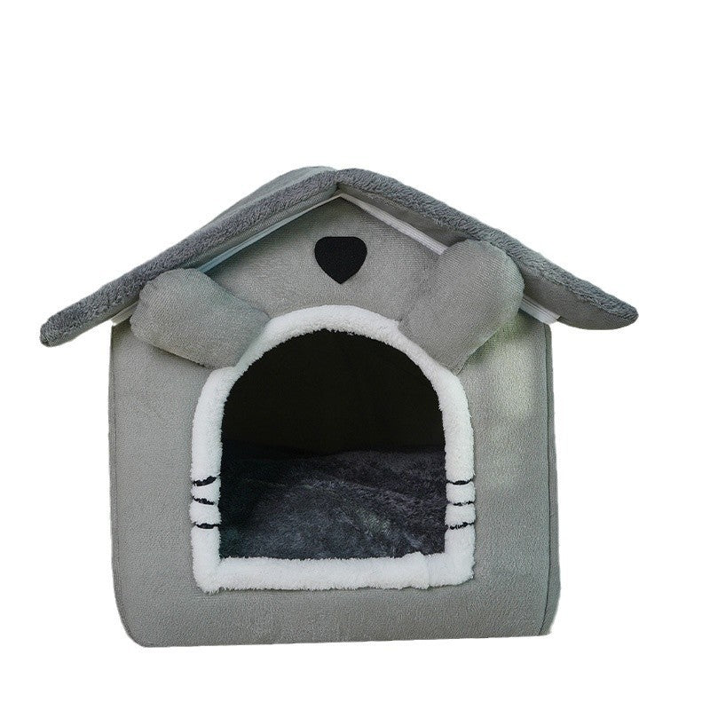 Cute House Type Cathouse Doghouse Four Seasons Universal Warm Removable Washable Pet Bed