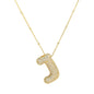 Brass Zircon Bubble Balloon Letter Pendant Necklace For Women