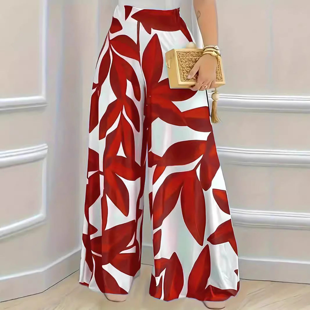 Printed High Waist Fashion Comfortable Wide-leg Pants