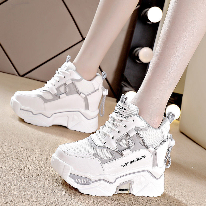 Slimming Thick Bottom Increased Leisure Sports White Shoes