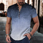 Men's Summer 7 Buckle Loop Stand Collar Short Sleeve Shirt