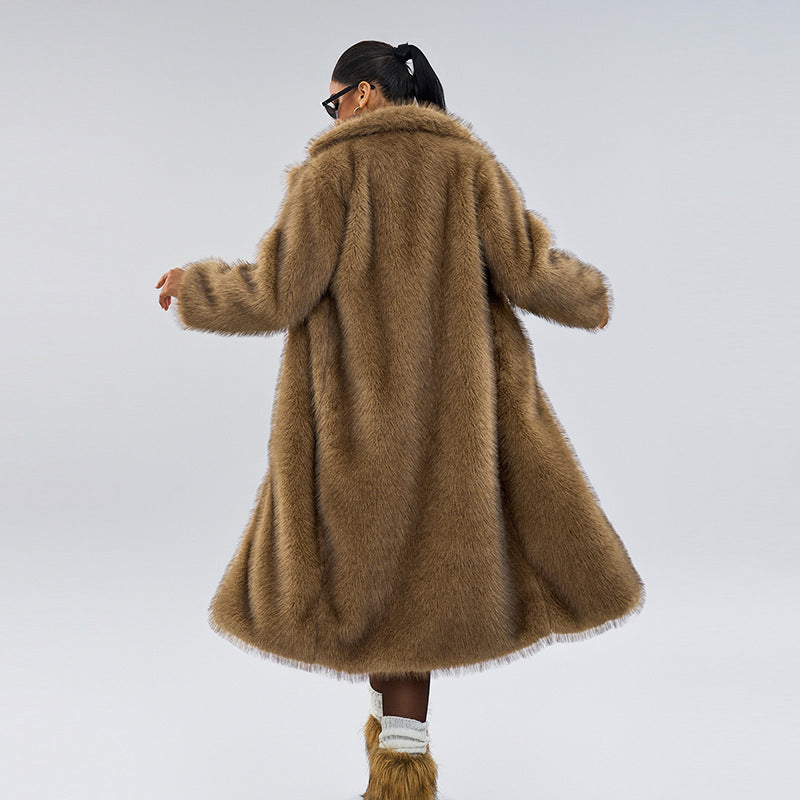 Winter Extended Imitation Fur Coat Overcoat