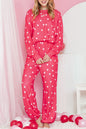 Red Heart Print Raglan Sleeve Top and Pants Set