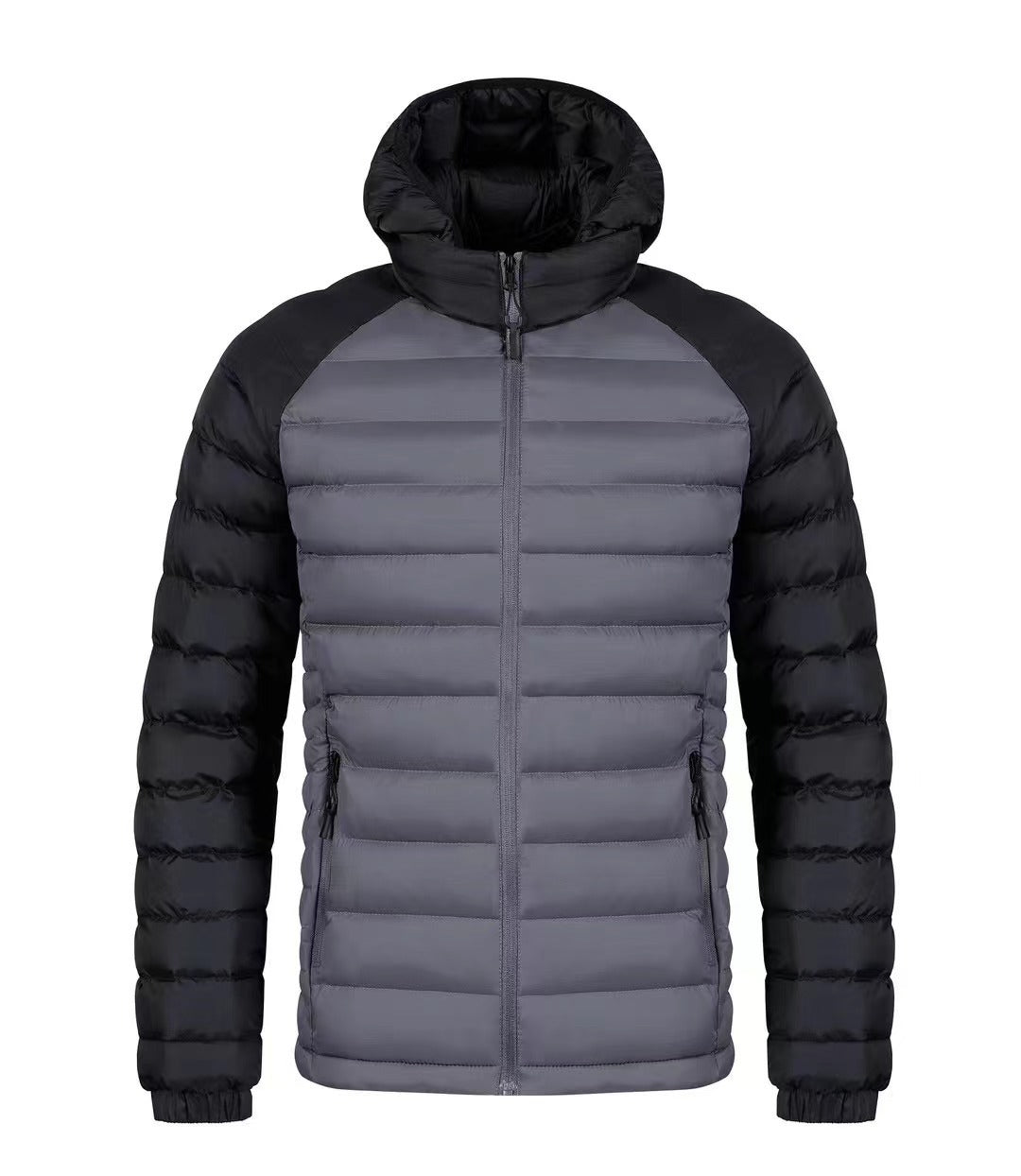 Men's Fleece-lined Thick Hooded Rib Cotton-padded Jacket