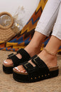 Suede Buckle Decor Footbed Sandal Slippers