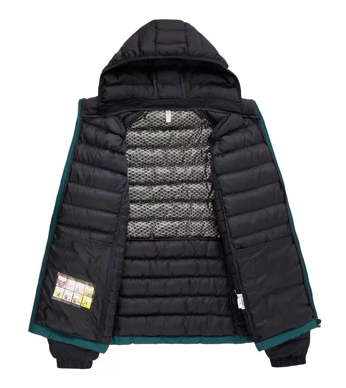 Men's Fleece-lined Thick Hooded Rib Cotton-padded Jacket