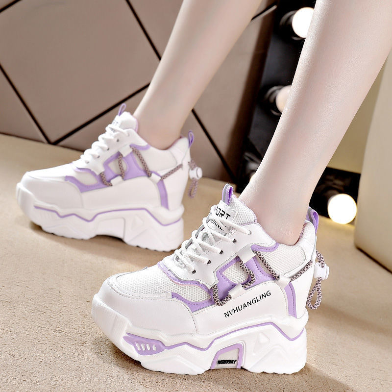 Slimming Thick Bottom Increased Leisure Sports White Shoes