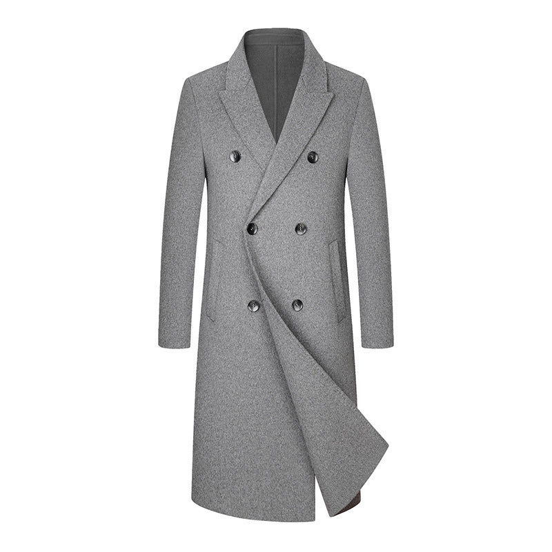 Woolen Coat Trench Coat Double Breasted Long Below The Knee