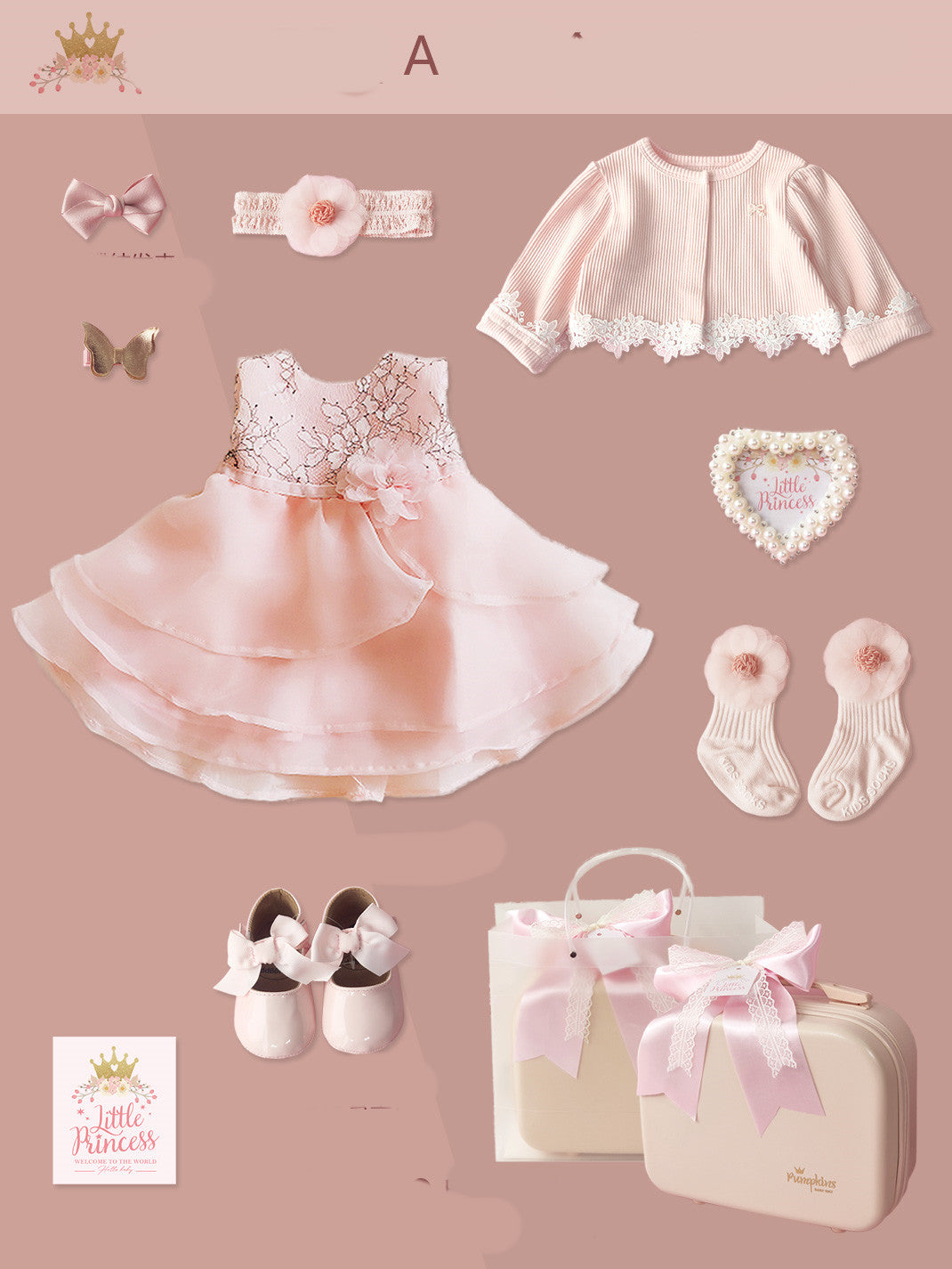 Baby High-end Gift Box Little Princess Dress Lace Dress Suit