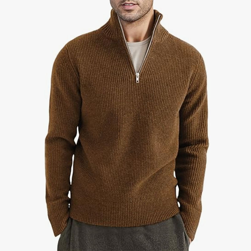 Men's Thickened Half-height Zip Collar Warm Sweater Coat