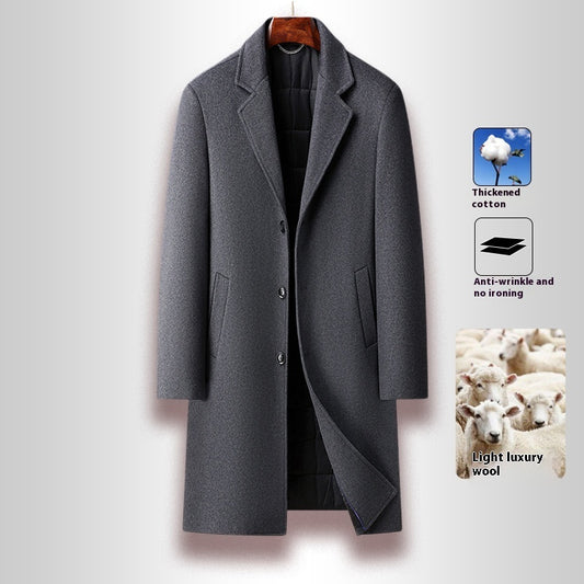 Men's Woolen Coat Business Casual Long