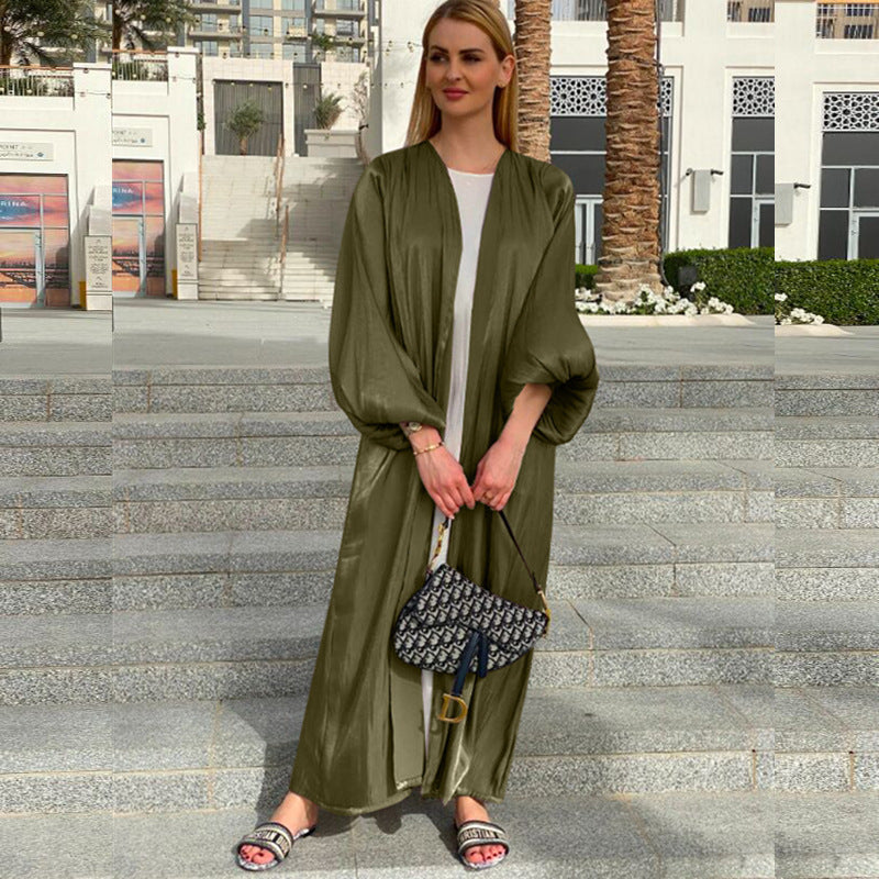 Women Fashion Shining Silklike Summer Abayas