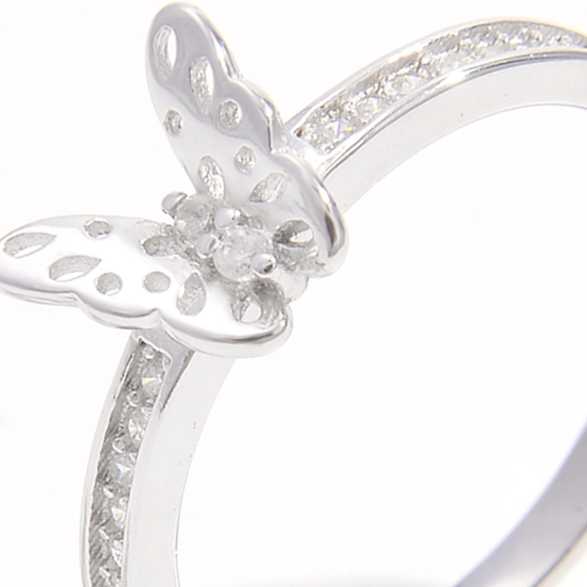 925 Sterling Silver Inlaid Zircon Butterfly Ring