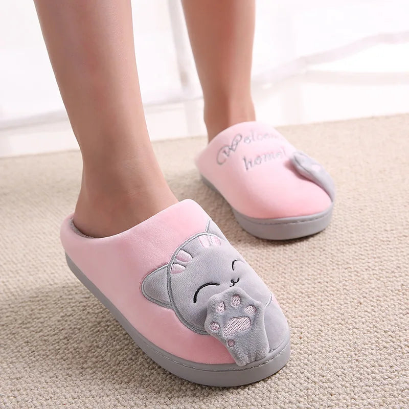 Girls' Cute Cat Slippers with Plush & Memory Foam for Winter