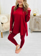 Women's new two-piece suits fashionable solid color long-sleeved split suits home clothes