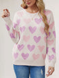 Valentine's Day Love Peach Pullover Round Neck Hand-beaded Craft Knitted Sweater