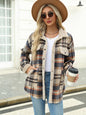 Casual autumn and winter coat contrast color plaid jacket casual lapel velvet coat