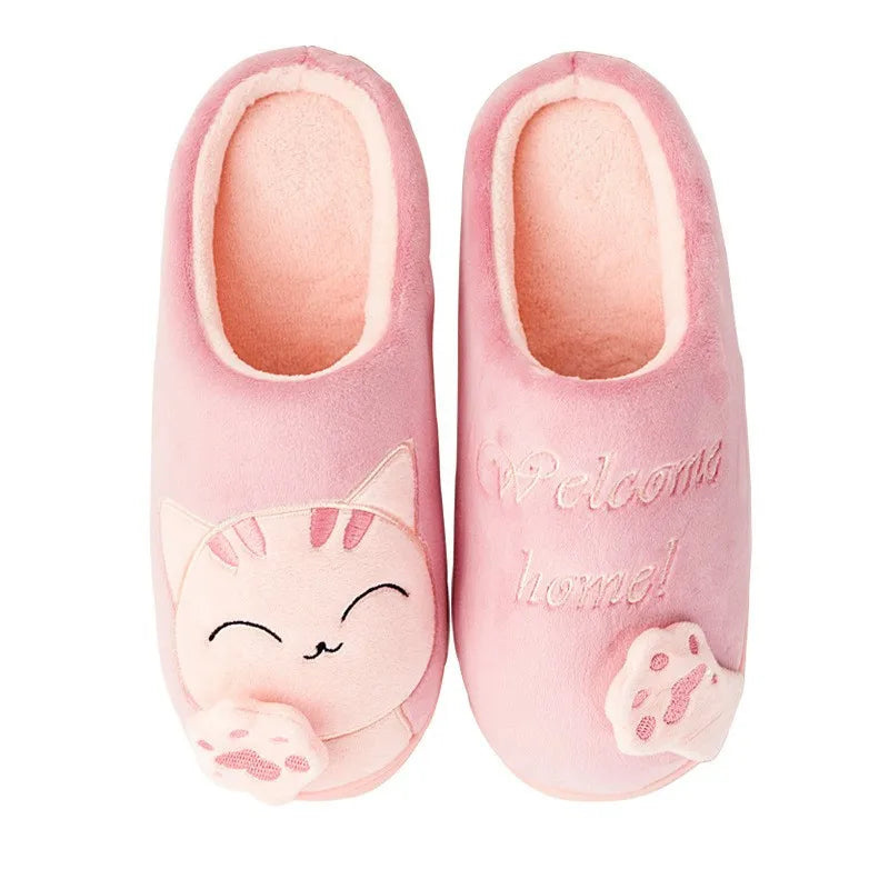 Girls' Cute Cat Slippers with Plush & Memory Foam for Winter